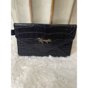 Kanematsu Trading Co. Black Crocodile-Embossed Leather Card Holder – Butter-Soft